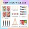 4 Pack Framed Paint by Numbers Kit for Adults with Wooden Easel, Flowers Paint by Numbers with Frame for Beginner, Flowers Adult Paints by Number Kits on Canvas Framed for Wall Decor 8 x 12 Inch